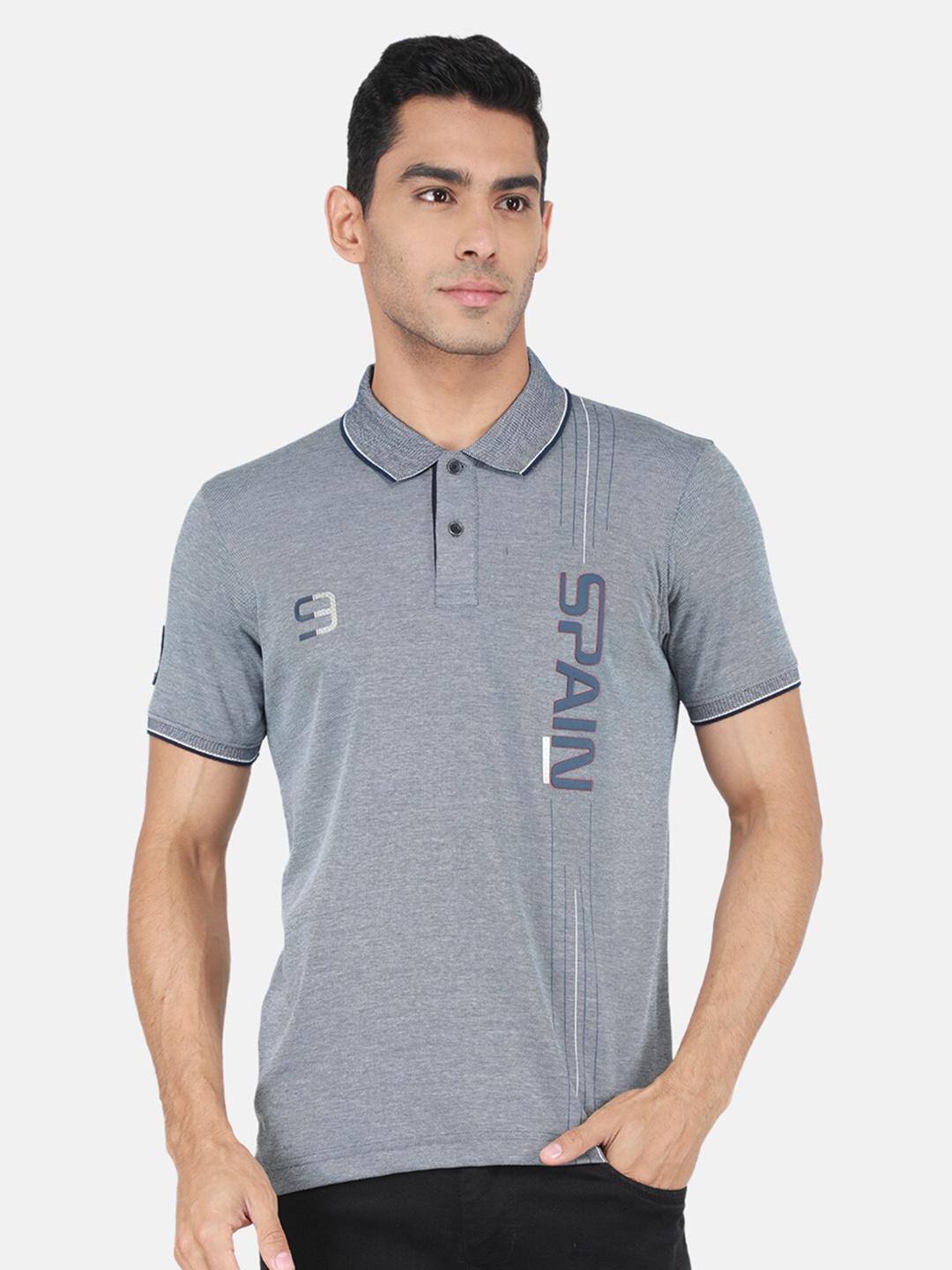

Monte Carlo Typography Printed Polo Collar T-shirt, Navy blue