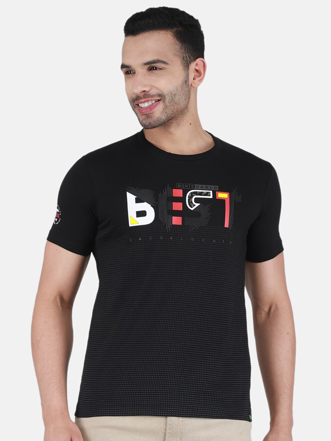

Monte Carlo Typography Printed Round Neck T-Shirt, Black