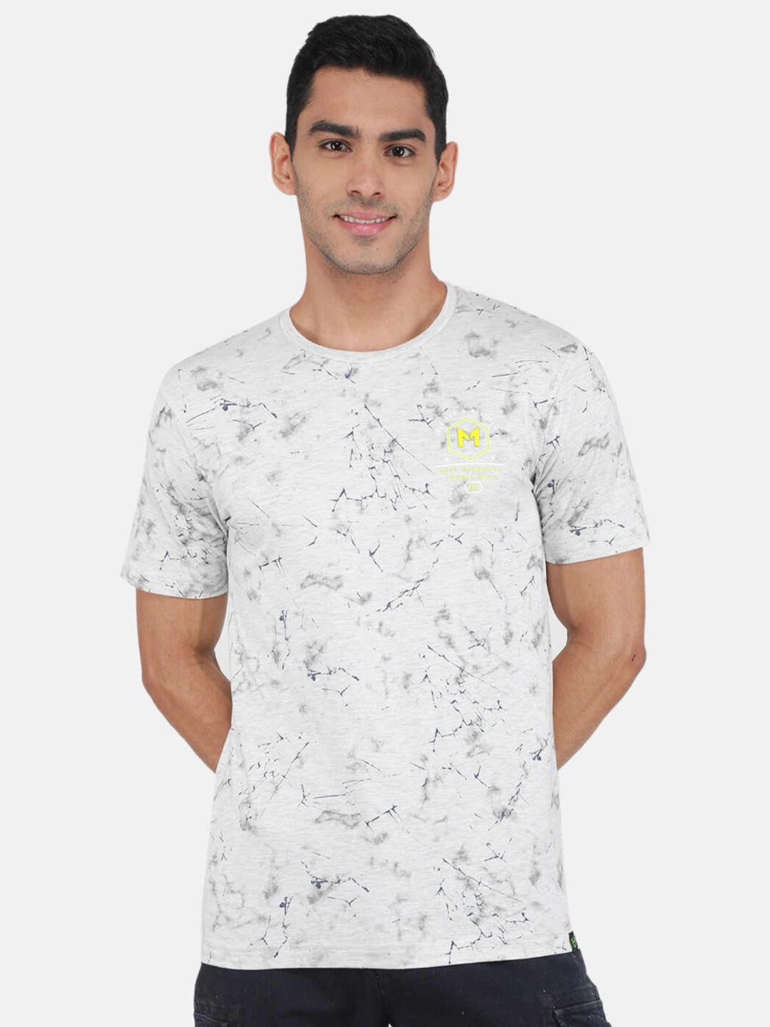 

Monte Carlo Abstract Printed Round Neck T-shirt, Grey