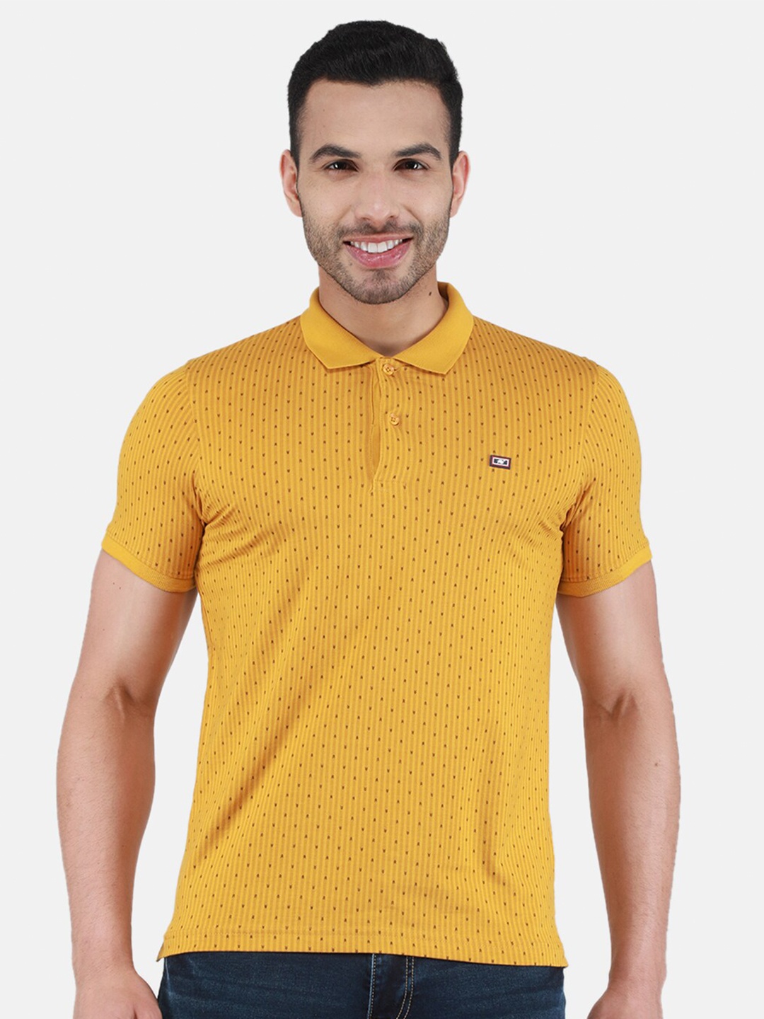 

Monte Carlo Printed Polo Collar T-shirt, Mustard
