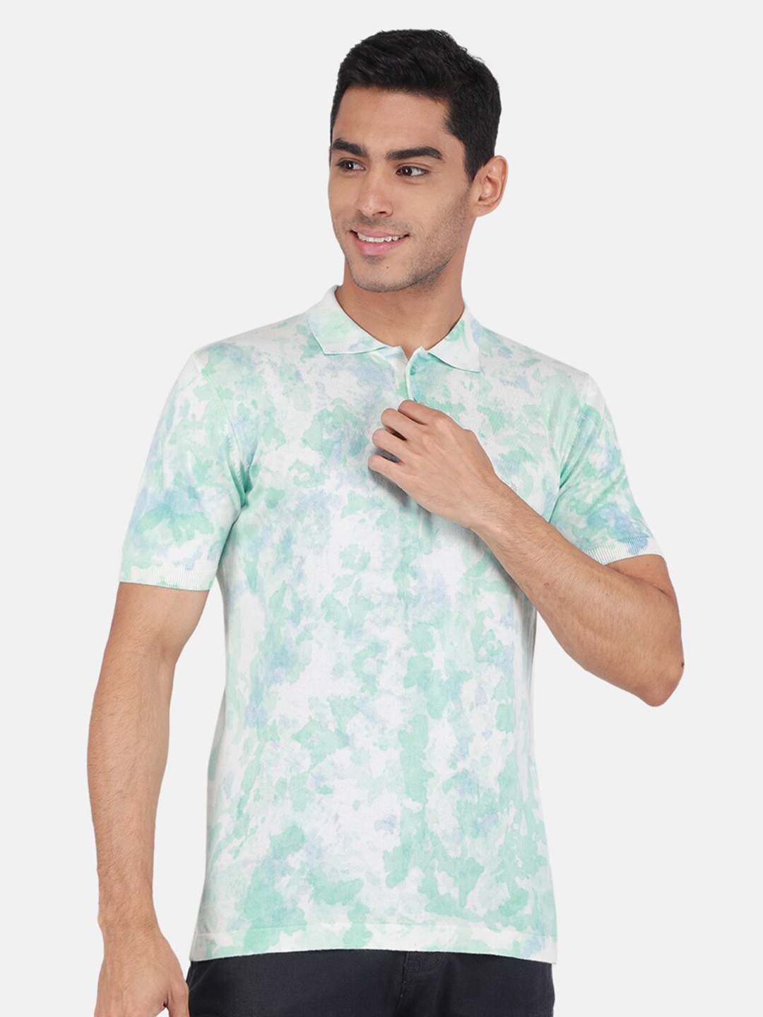 

Monte Carlo Tie & Dyed Polo Collar T-shirt, Sea green