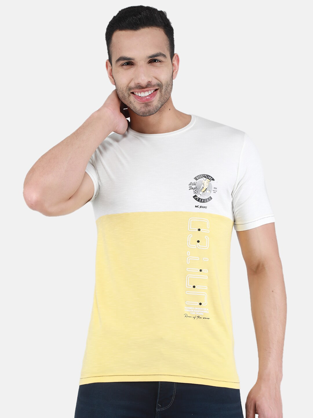 

Monte Carlo Typography Printed Cotton T-shirt, Yellow
