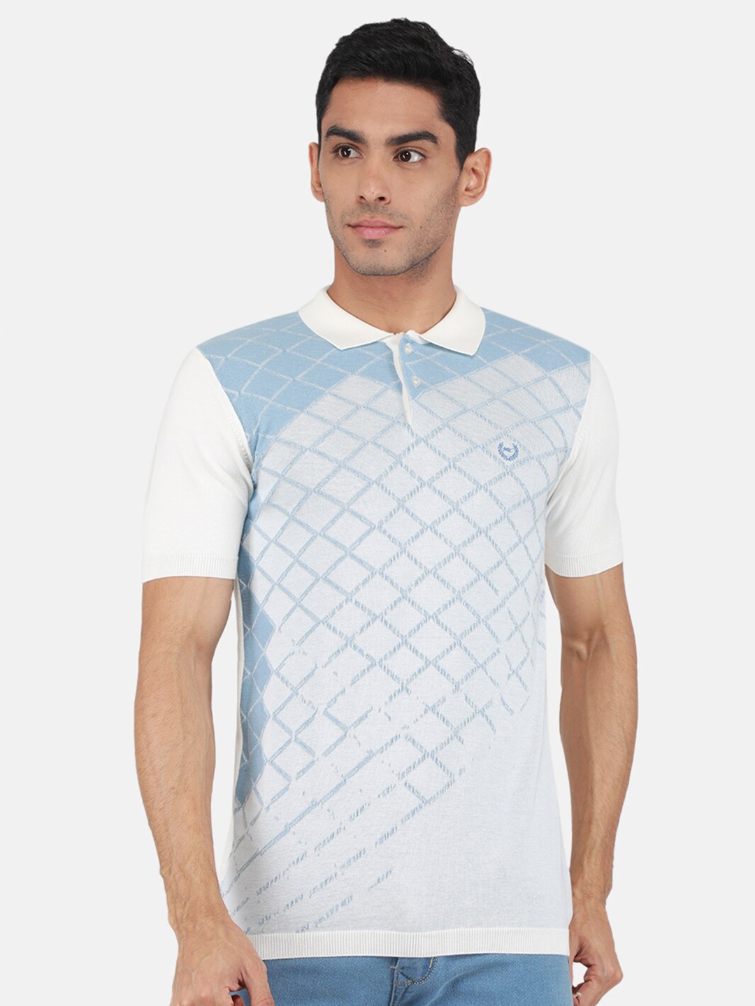 

Monte Carlo Geometric Printed Polo Collar T-shirt, Blue