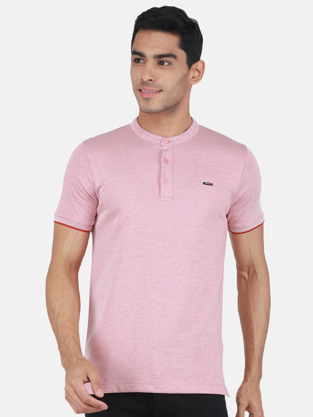 

Monte Carlo Henley Neck Short Sleeves T-shirt, Pink