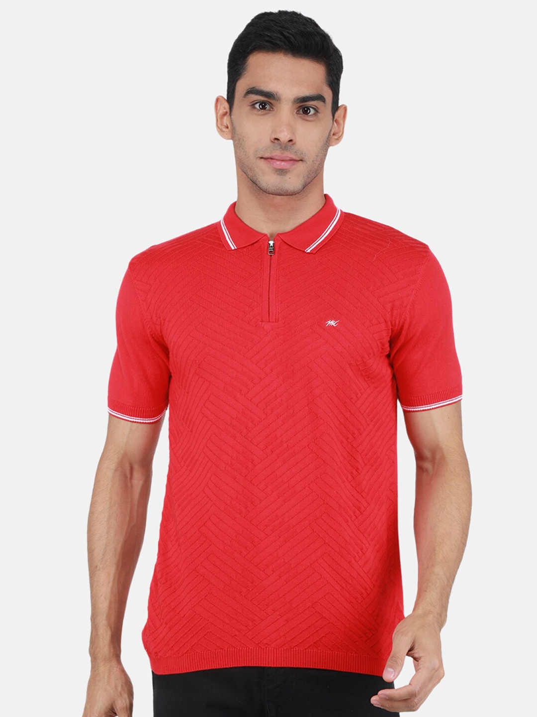 

Monte Carlo Men Cotton Polo Collar T-Shirt, Red