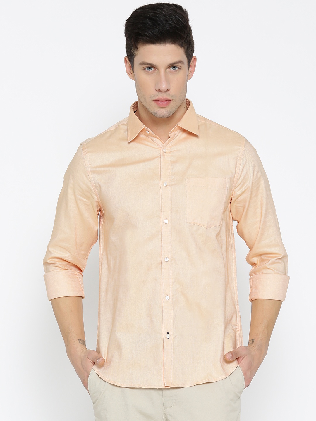 

Blackberrys Men Orange Slim Fit Solid Casual Shirt