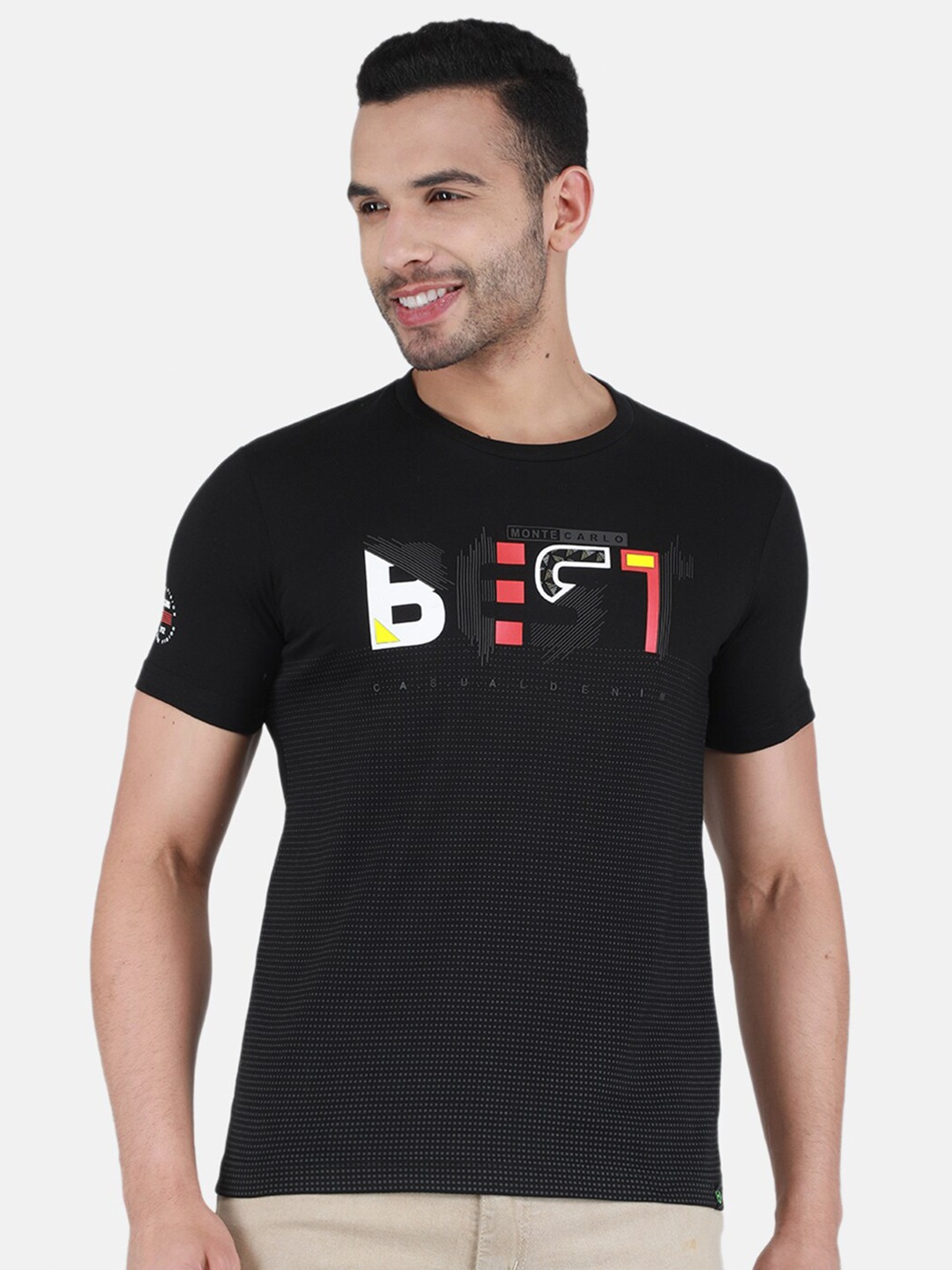 

Monte Carlo Typography Printed Regular Fit T-shirt, Black