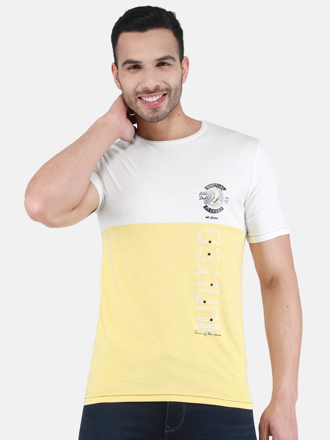 

Monte Carlo Colourblocked Round Neck T-shirt, Yellow