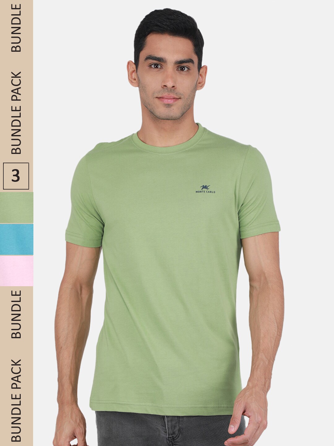 

Monte Carlo Pack Of 3 Cotton T-shirt, Green