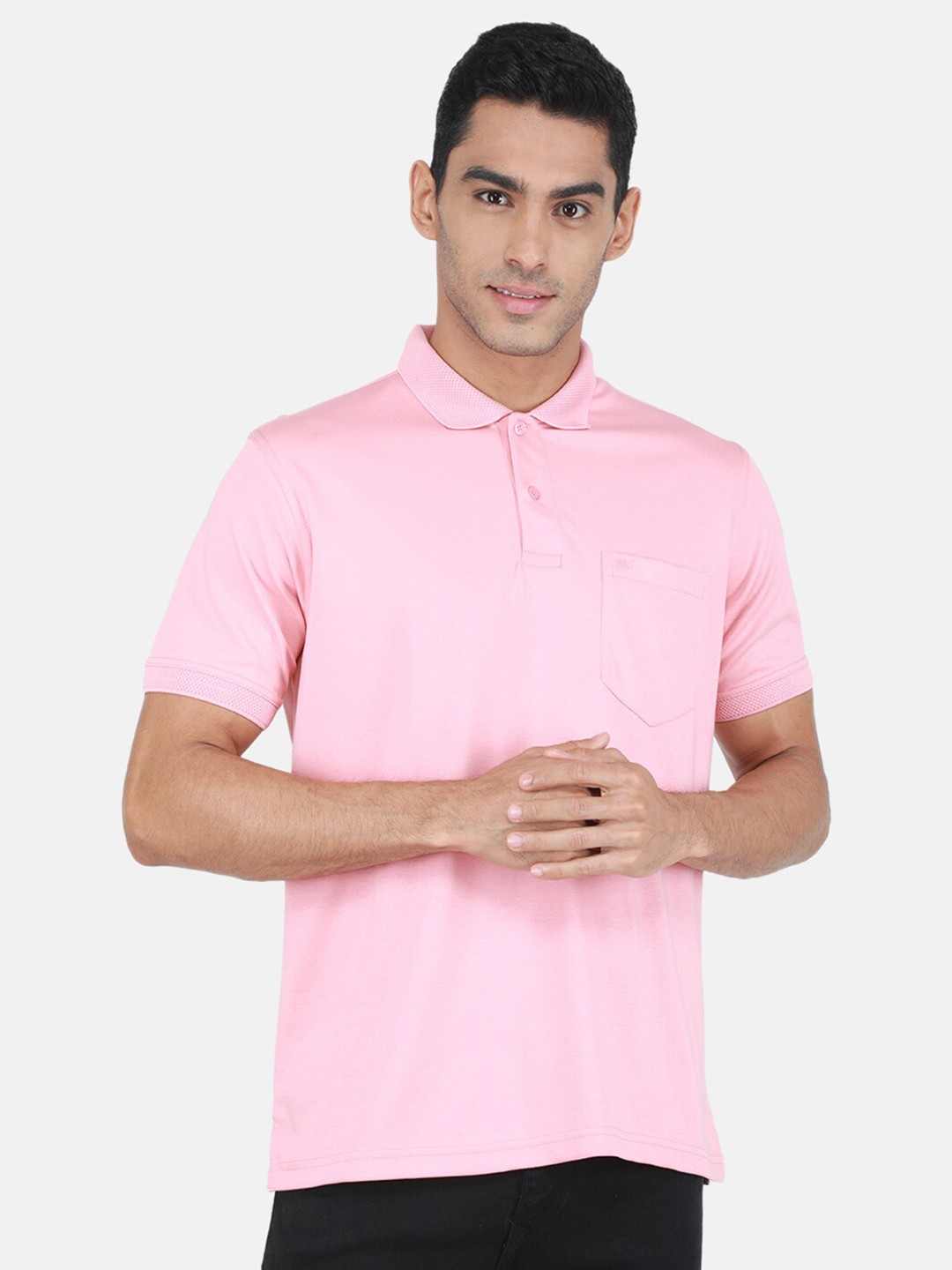 

Monte Carlo Polo Collar Short Sleeves Comfortable T-shirt, Pink