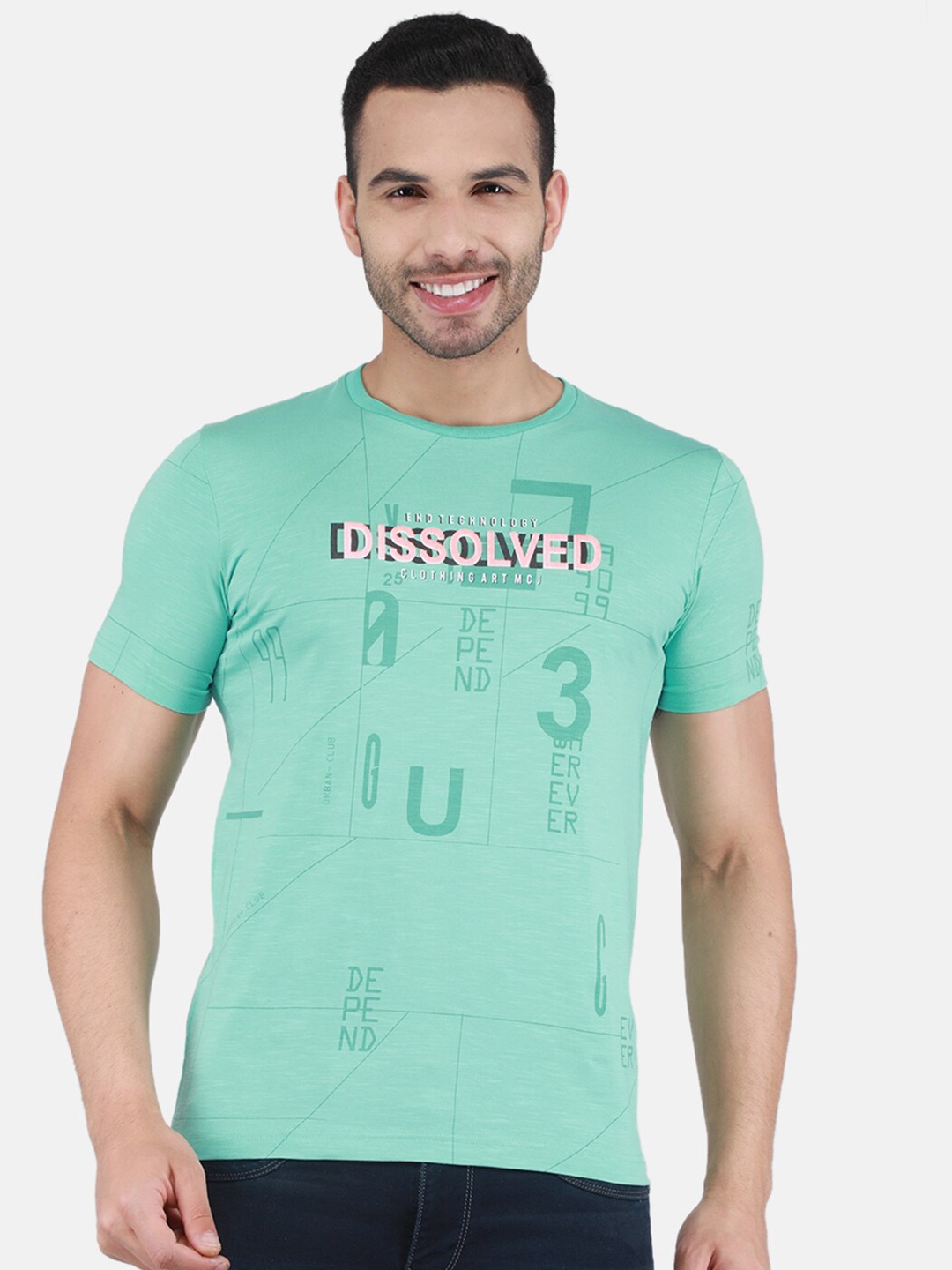 

Monte Carlo Round Neck Typography Printed T-shirt, Sea green