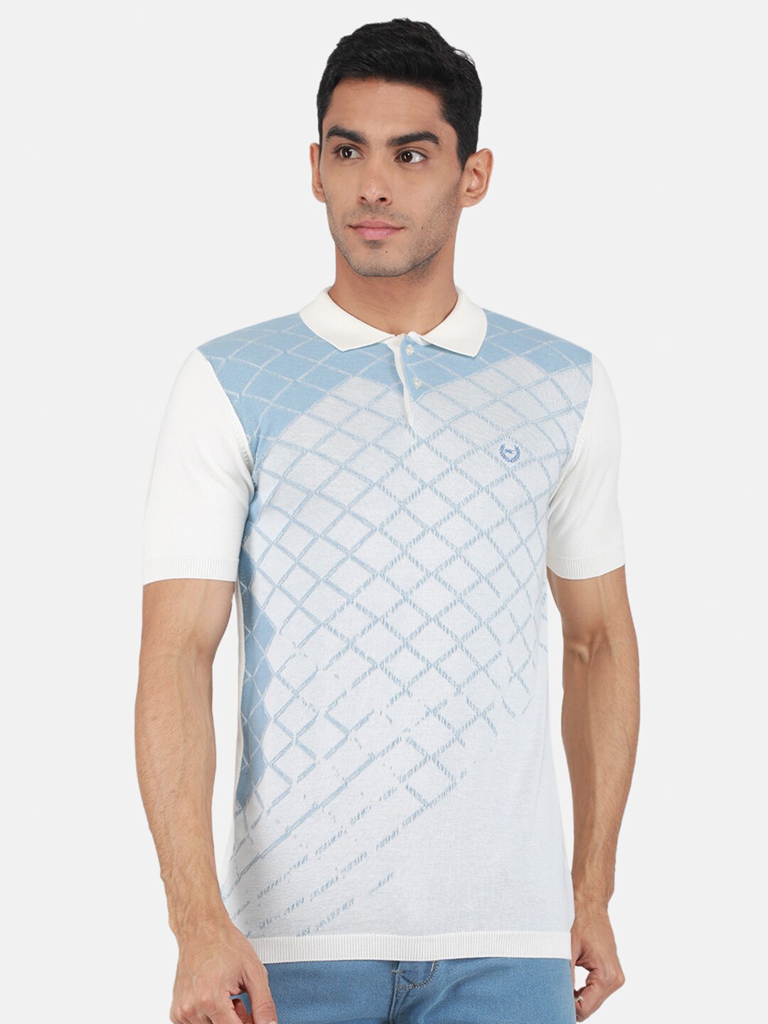 

Monte Carlo Checked Polo Collar Short Sleeves T-shirt, White