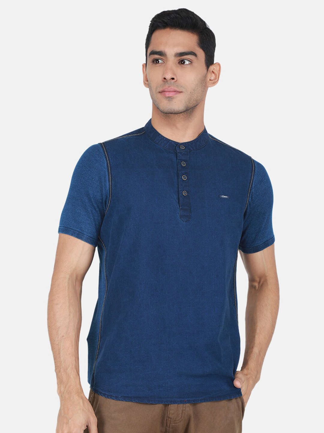 

Monte Carlo Henley Neck T-shirt, Blue