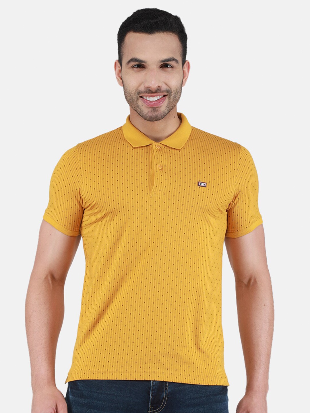 

Monte Carlo Micro Ditsy Printed Polo Collar T-shirt, Mustard