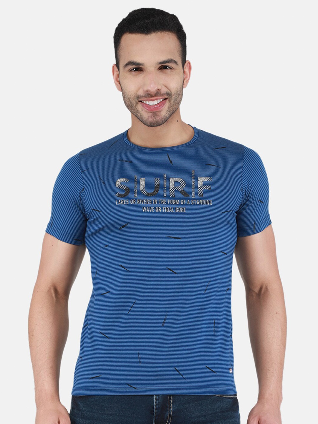 

Monte Carlo Typography Printed Round Neck T-shirt, Navy blue