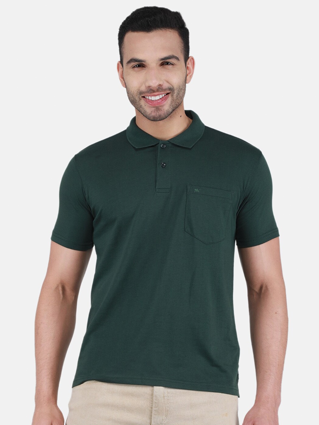 

Monte Carlo Polo Collar Cotton T-Shirt, Green