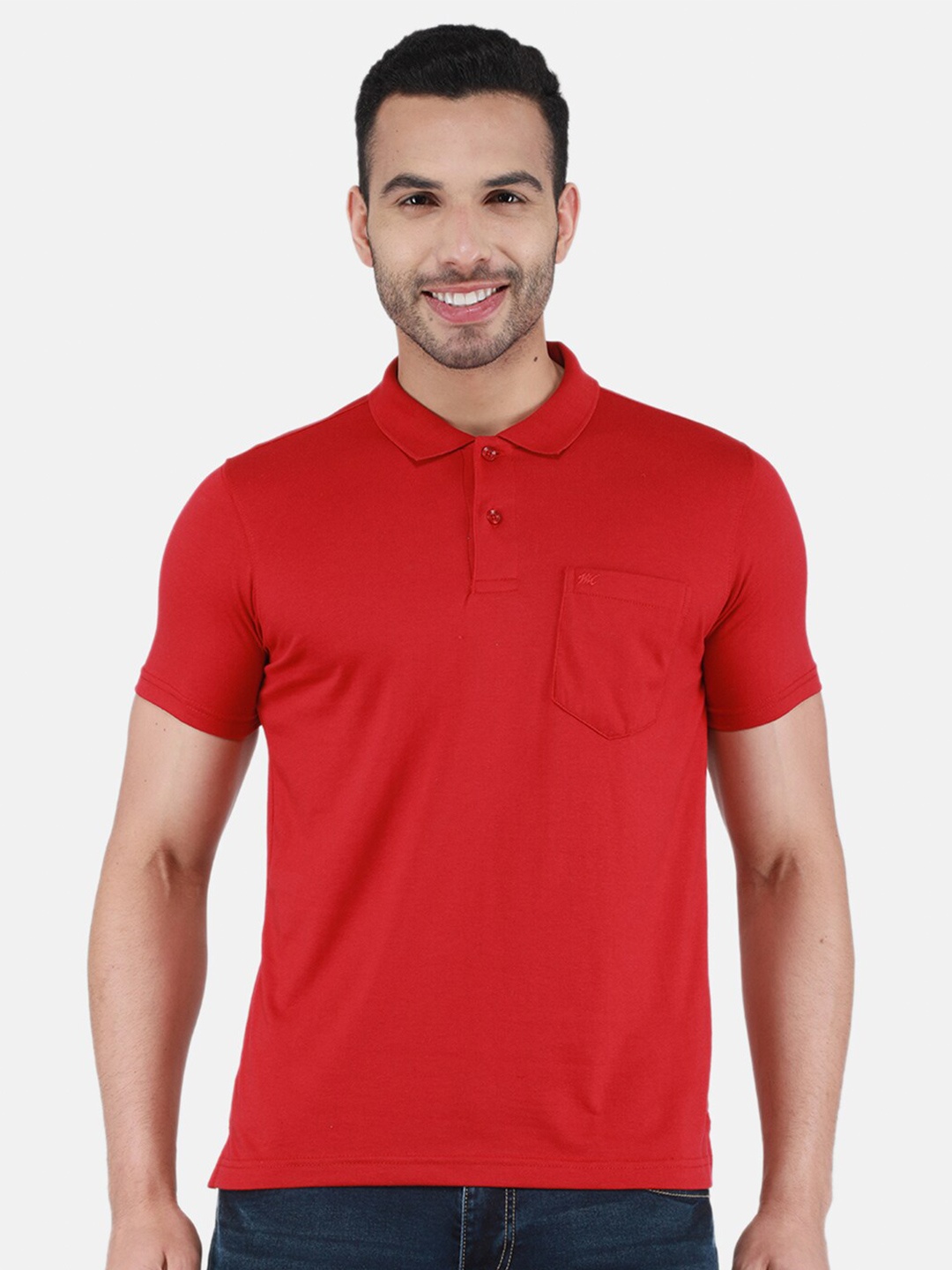 

Monte Carlo Polo Collar Pocket Details Regular Fit T-shirt, Red
