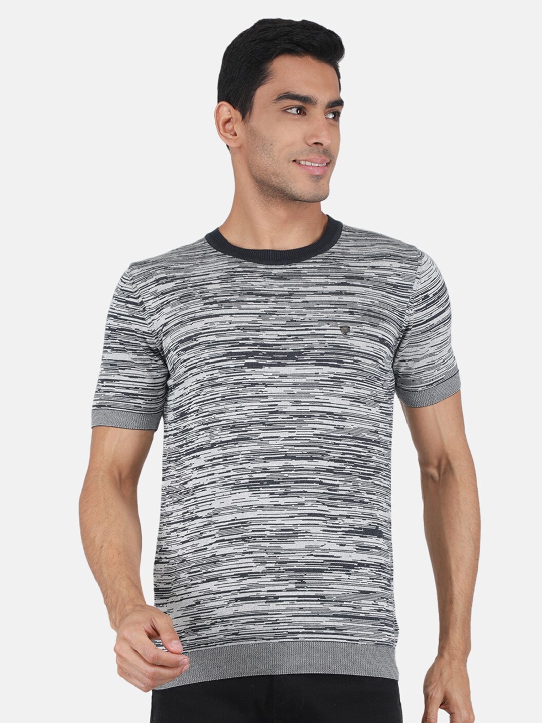 

Monte Carlo Striped Cotton T-shirt, Grey