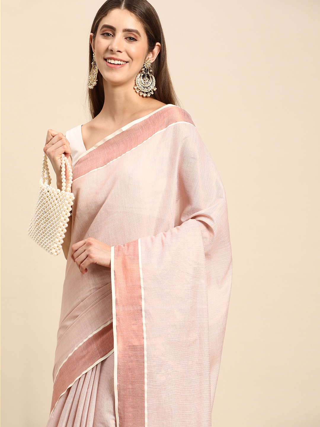 

Thara Sarees Tissue Kasavu Saree, Copper