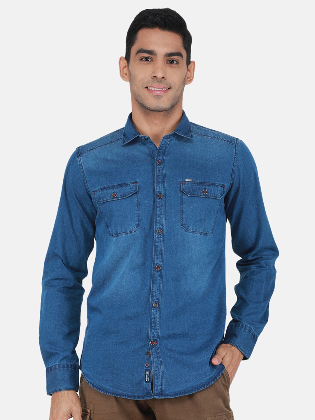 

Monte Carlo Spread Collar Casual Shirt, Blue