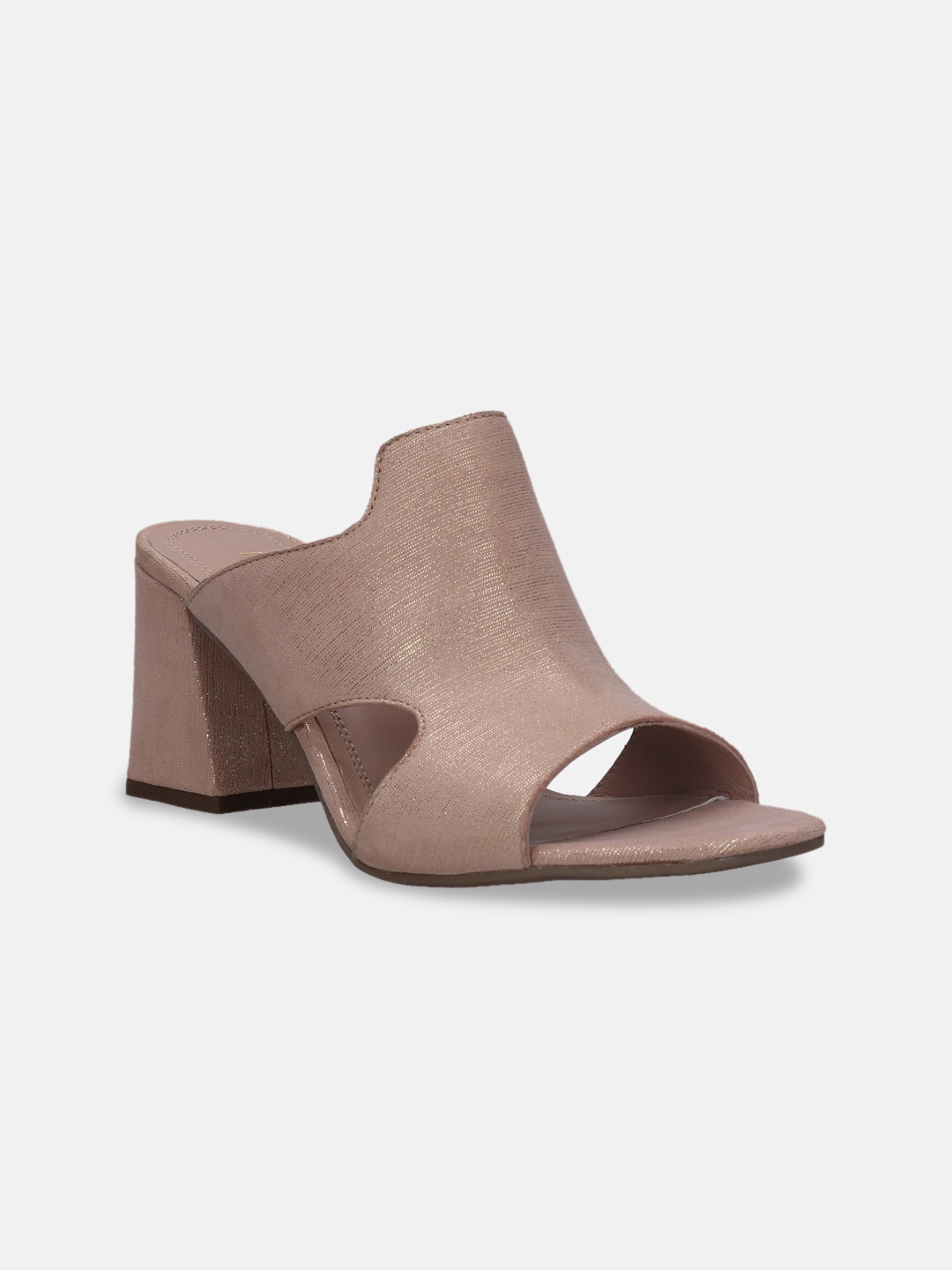 

BAGATT Western Striped Leather Block Heel Mules, Gold