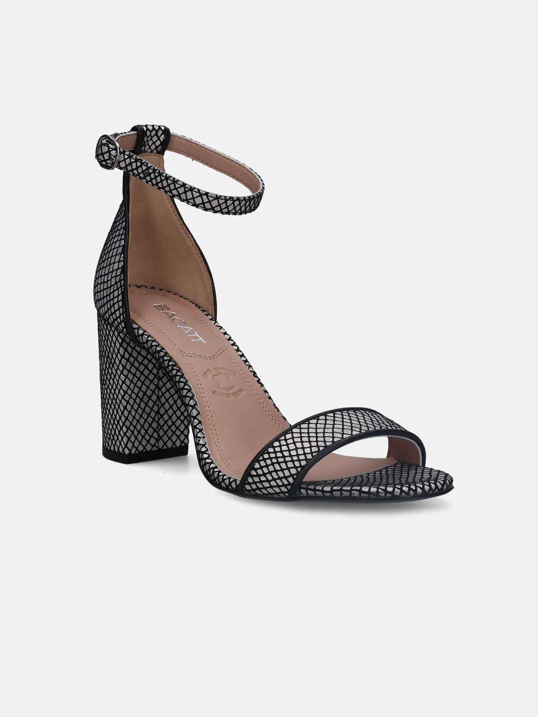 

BAGATT Silvana Evo Checked Leather Block Heels, Black