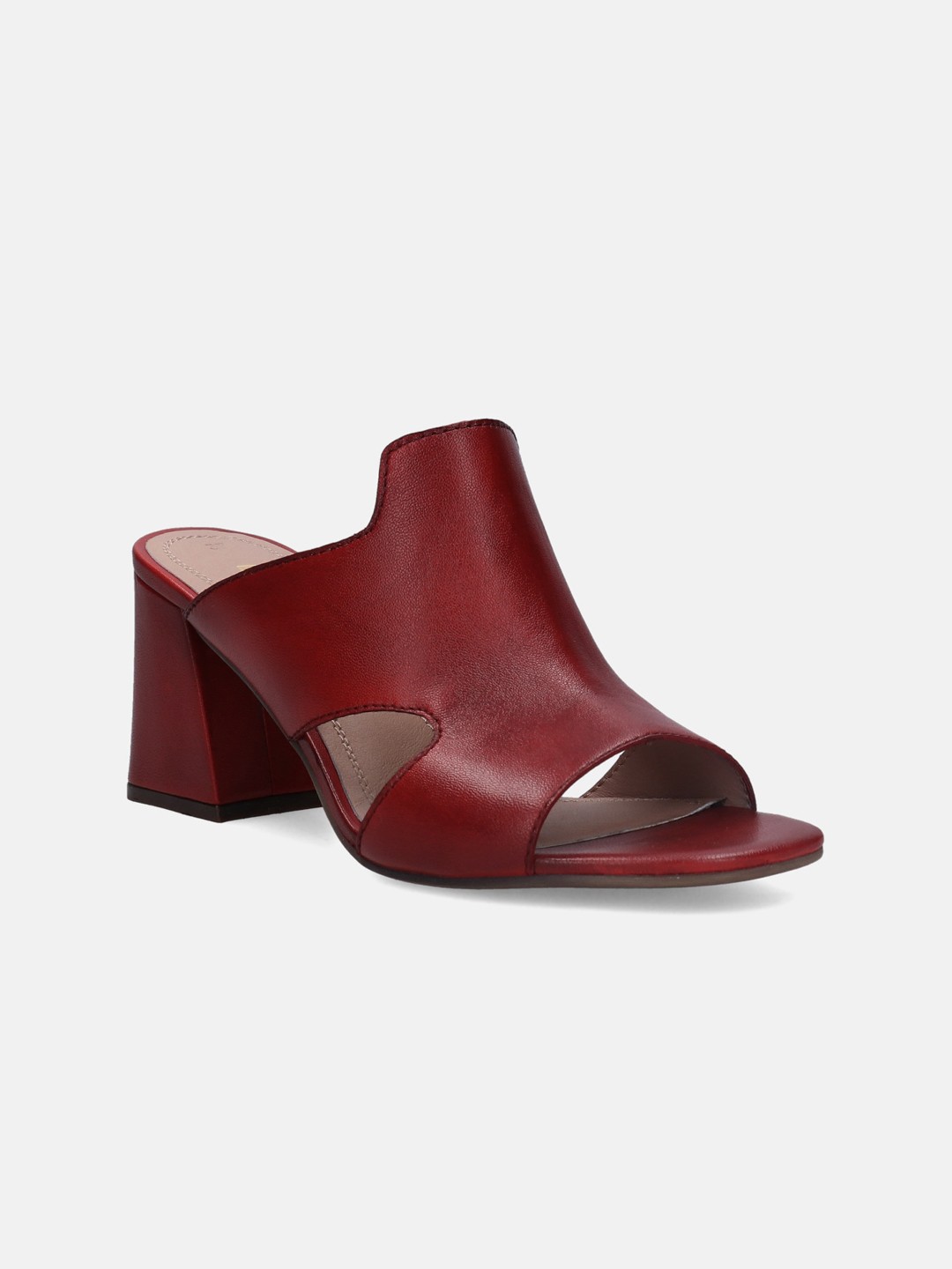 

BAGATT Western Textured Leather Block Heel Mules, Maroon