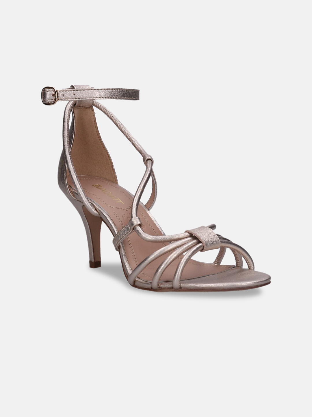 

BAGATT Silvana Strappy Leather Kitten Heels, Gold