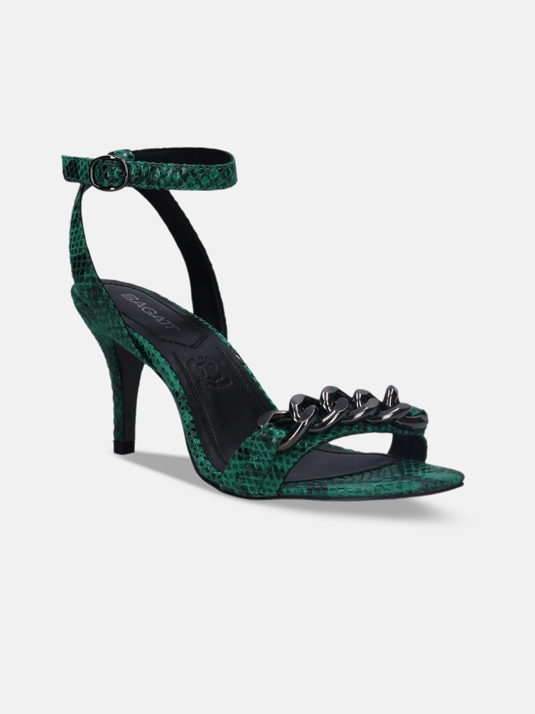 

BAGATT Silvana Printed Leather Kitten Heels, Green