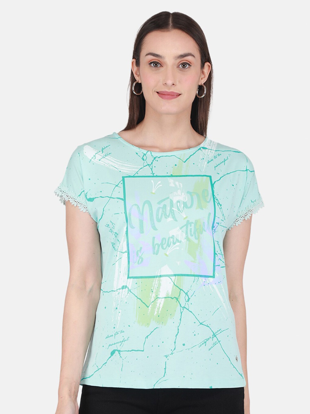 

Monte Carlo Typography Printed Cotton Top, Blue