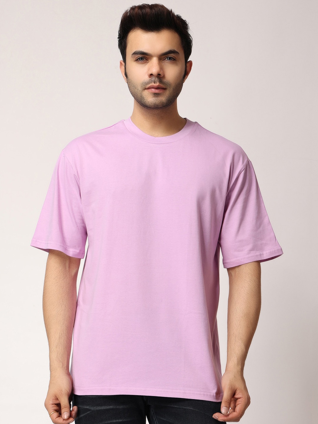 

The Label Bar Knitted Oversize Fit Cotton T-Shirt, Lavender