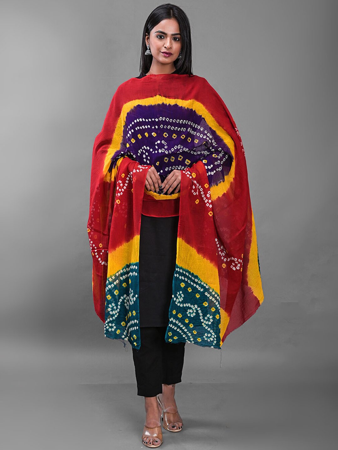 

Apratim Printed Bandhani Cotton Dupatta, Maroon