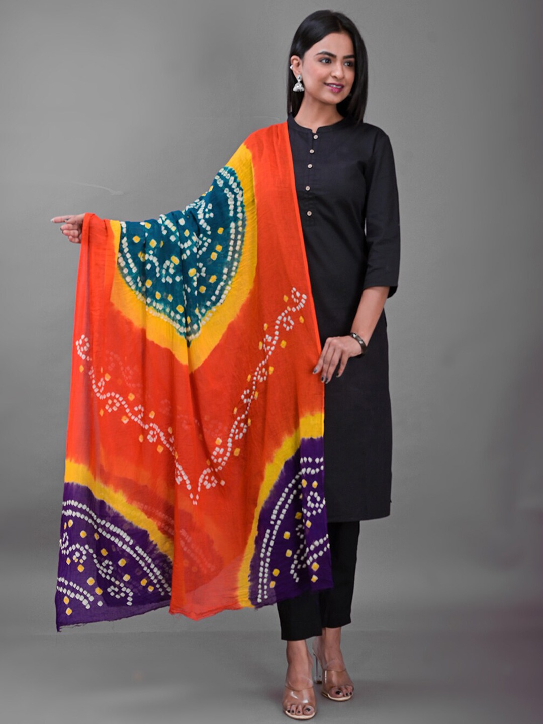 

Apratim Cotton Printed Bandhani Dupatta, Orange