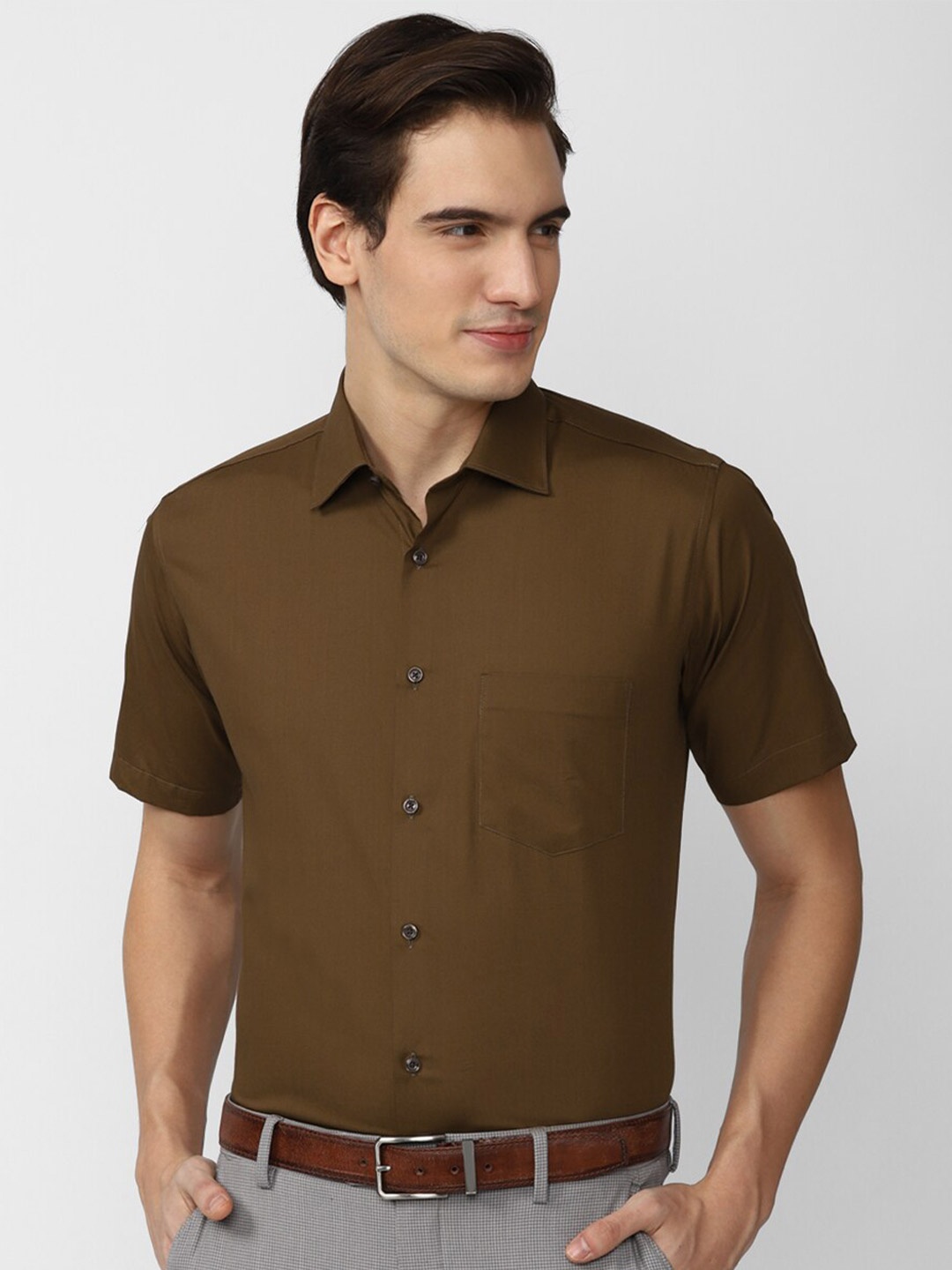 

Van Heusen Short Sleeves Pure Cotton Formal Shirt, Olive