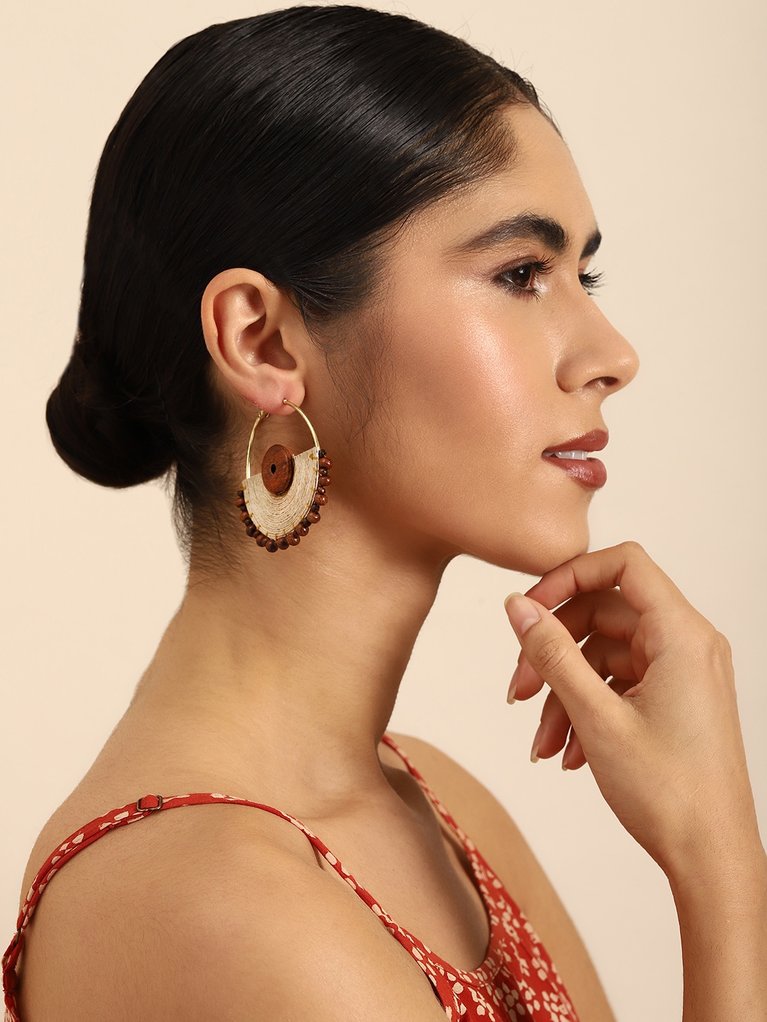 

Taavi Women Circular Beaded Hoop Earrings, Gold