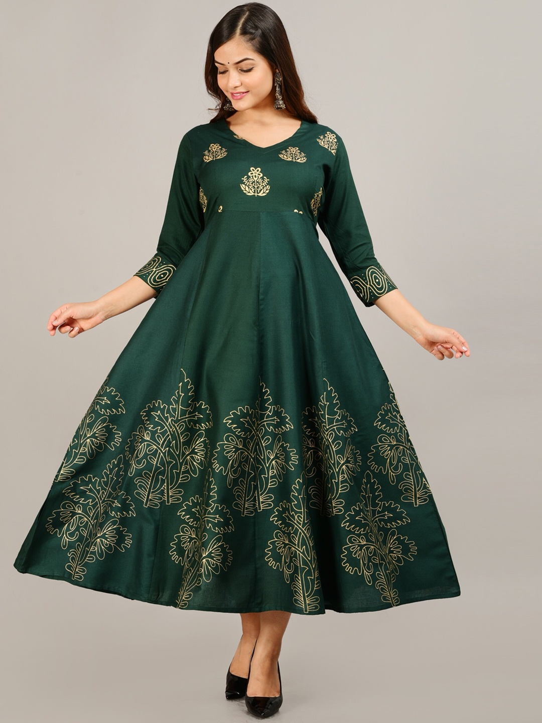 

SkyaSia Printed Anarkali Ethnic Dress, Green