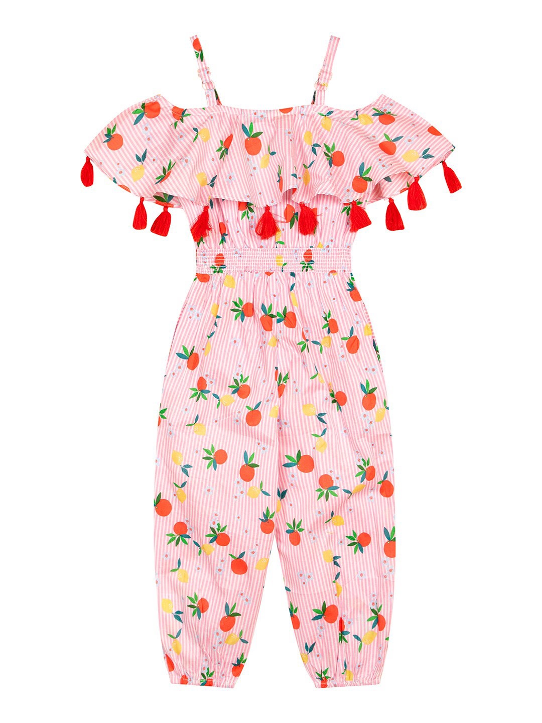 

Budding Bees Girls Cotton Printed Basic Jumpsuit, Pink