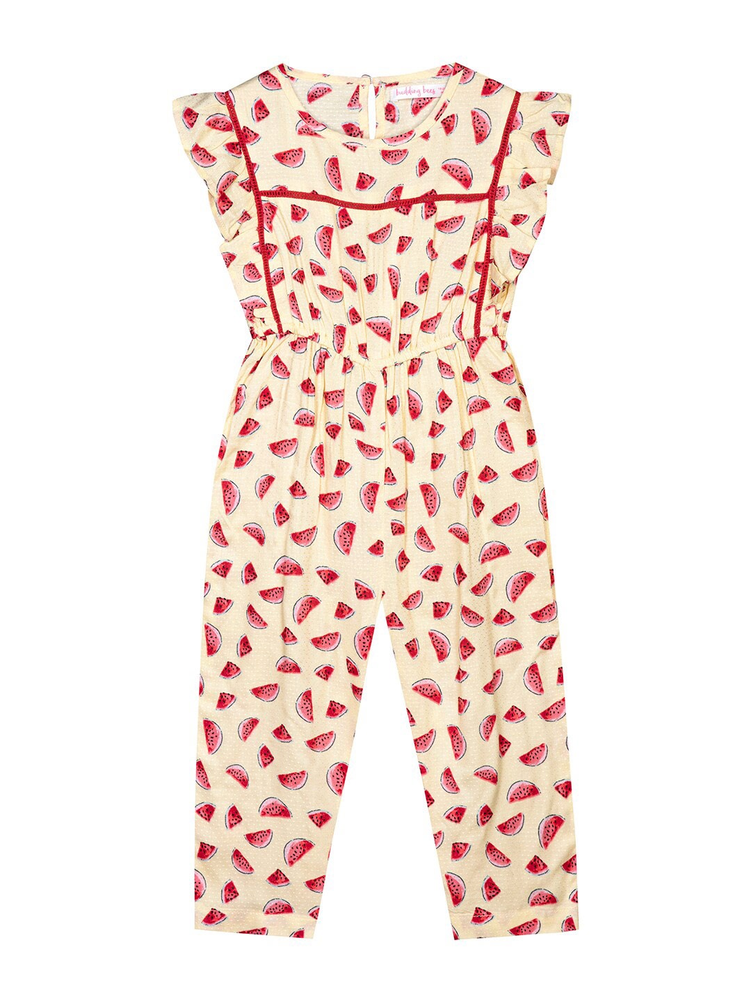 

Budding Bees Girls Printed Basic Jumpsuit, Yellow