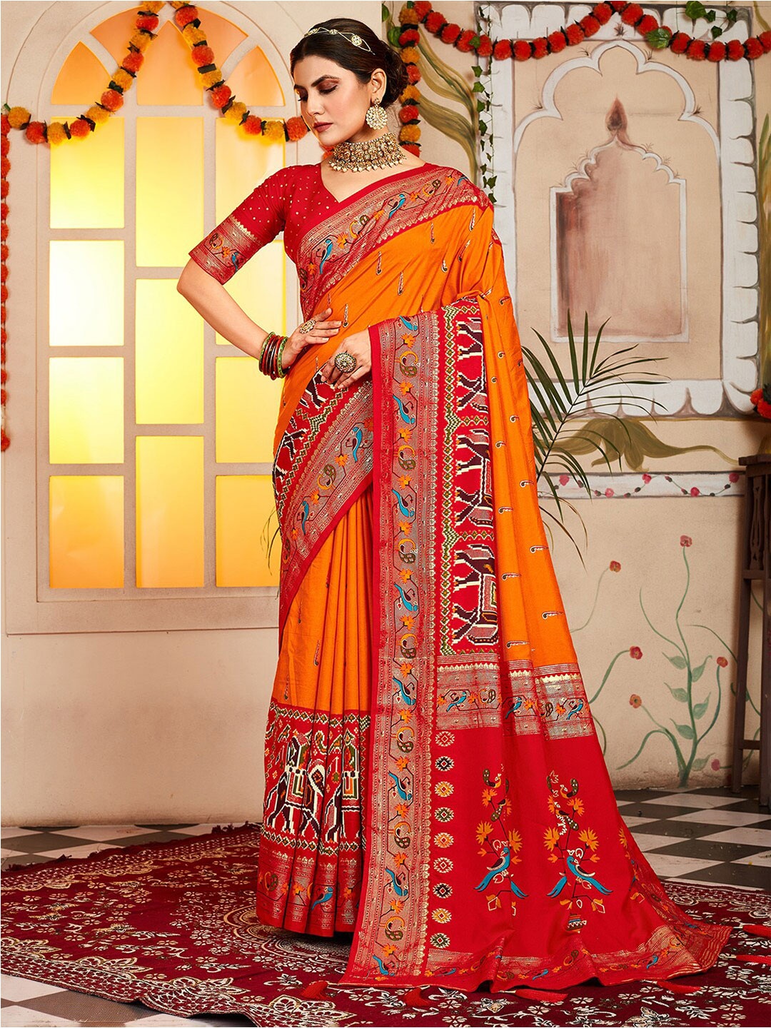 

Anouk Ethnic Motifs Woven Design Zari Patola Saree, Mustard