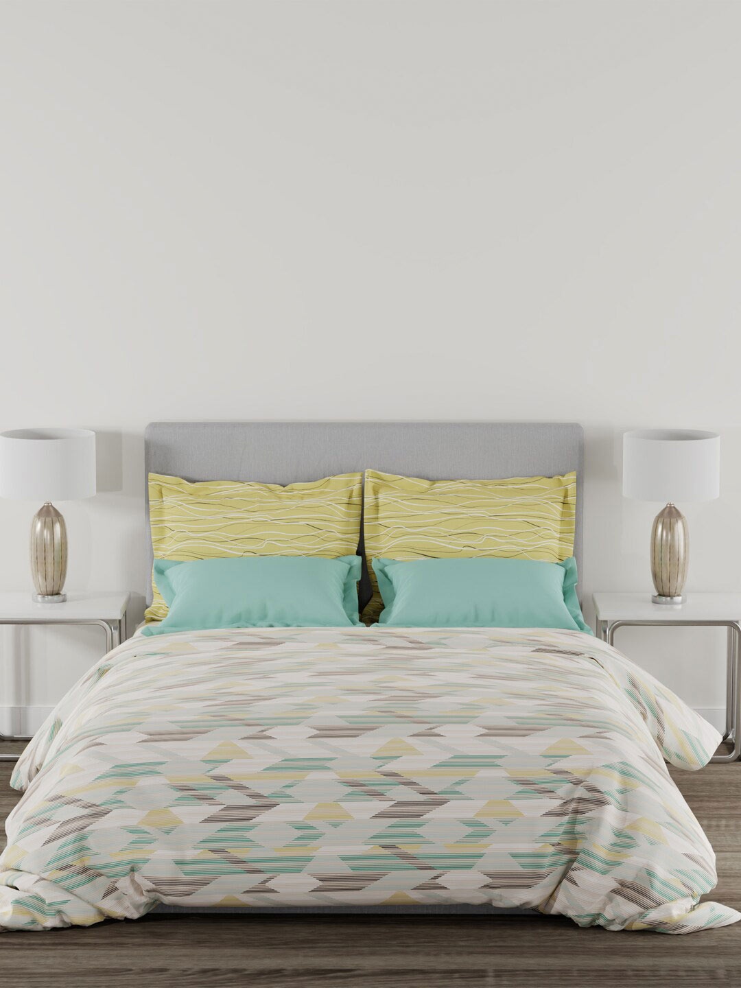 

MYTRIDENT Home Essential 144 TC Cotton King Bedsheet 2 Pillow Covers, Yellow