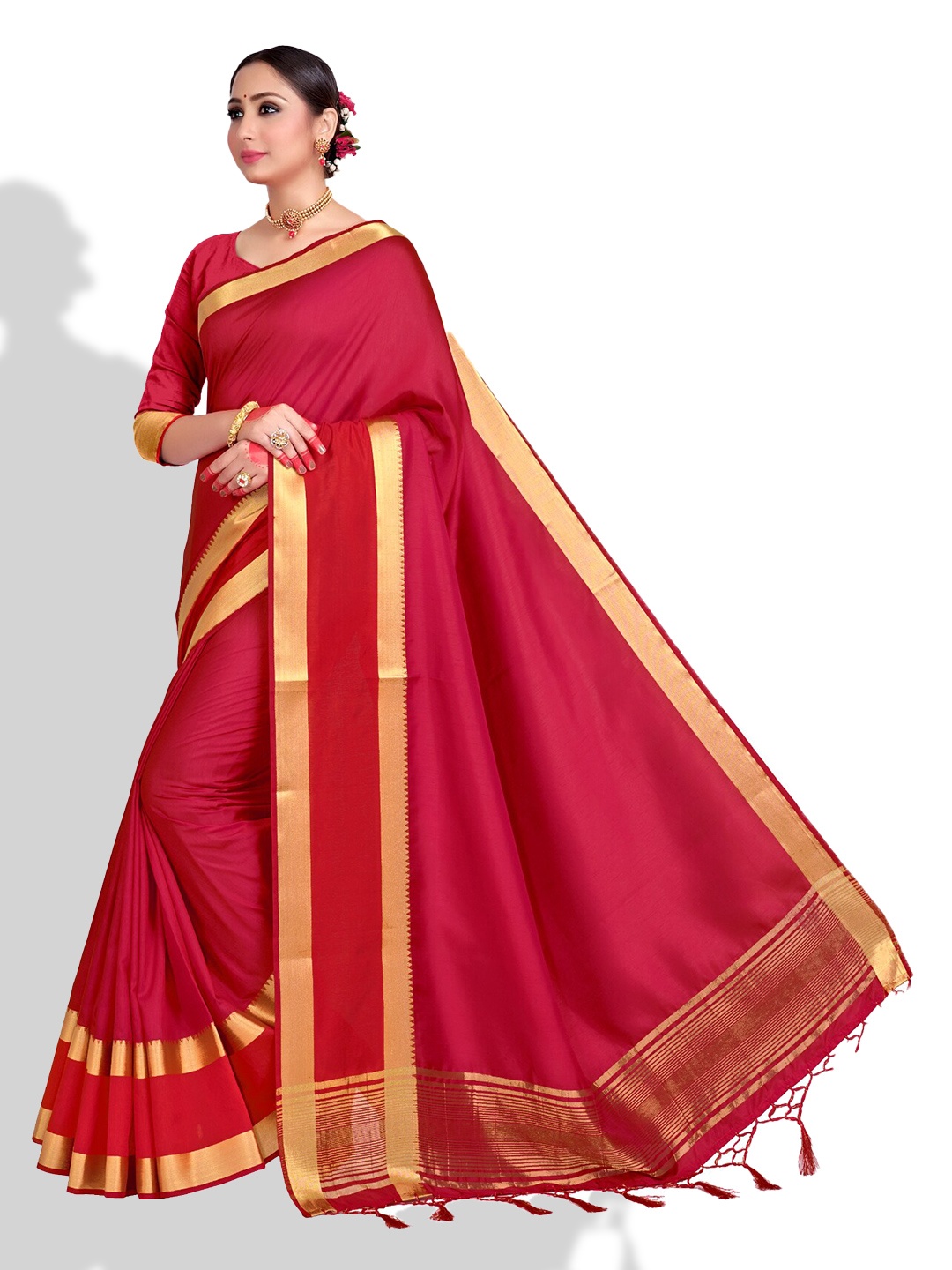 

Vardha Zari Art Silk Banarasi Saree, Pink