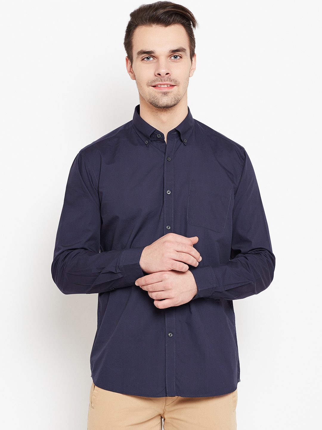 

Blackberrys Men Navy Blue Slim Fit Solid Casual Shirt