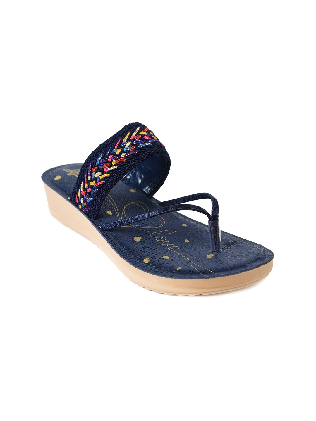 

Ajanta Woven Design T-Strap Comfort Heels, Navy blue