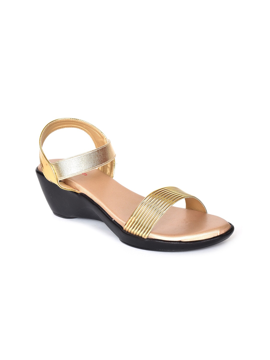 

Ajanta Striped Comfort Heels, Gold