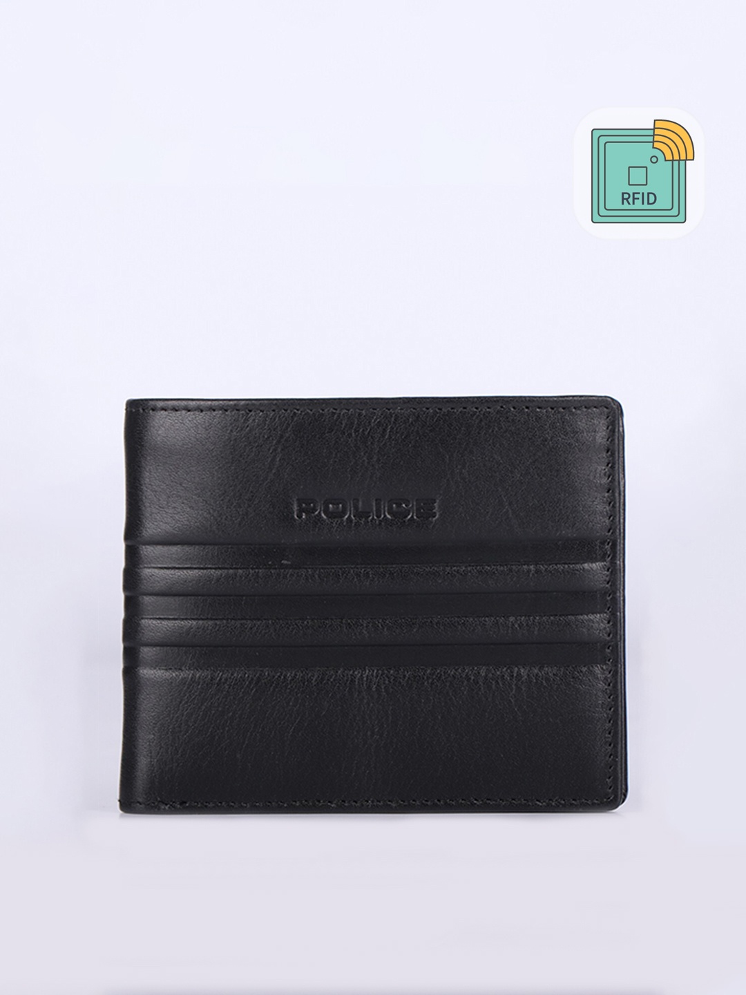 

Police Men Leather Rfid Two Fold Wallet, Black