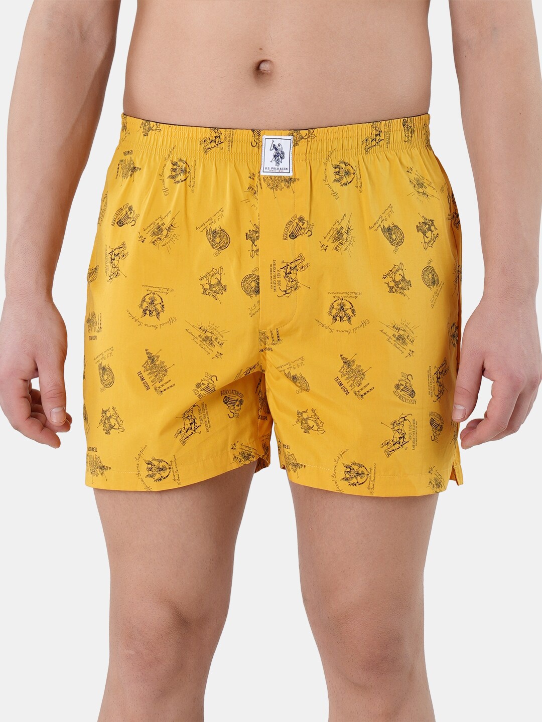 

U.S. Polo Assn. Men Printed Pure Cotton Breathable Boxers, Mustard
