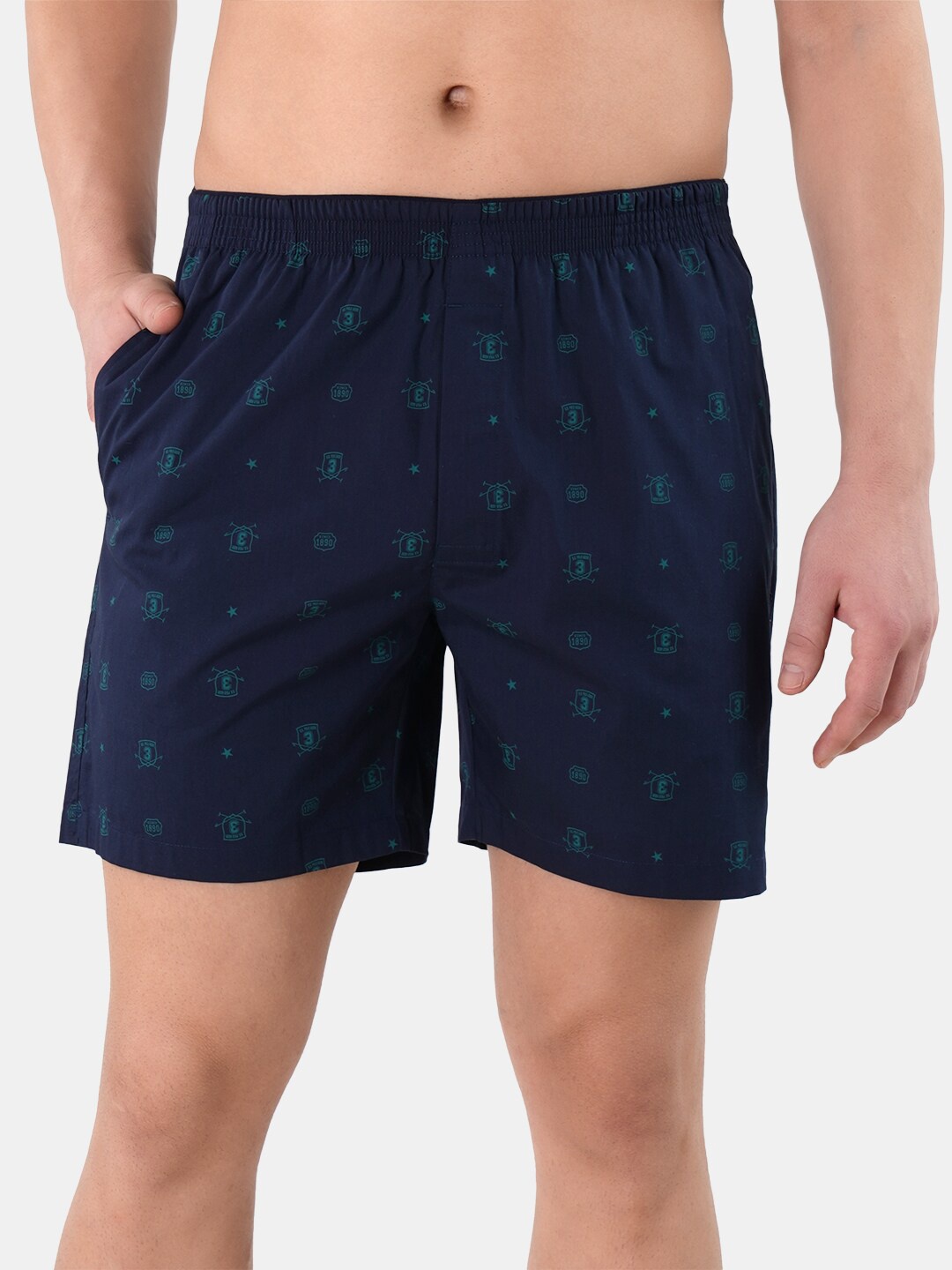 

U.S. Polo Assn. Men Printed Cotton Boxers, Navy blue