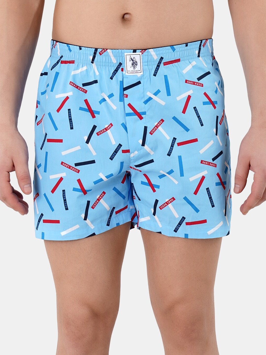 

U.S. Polo Assn. Men Printed Pure Cotton Breathable Boxers, Blue