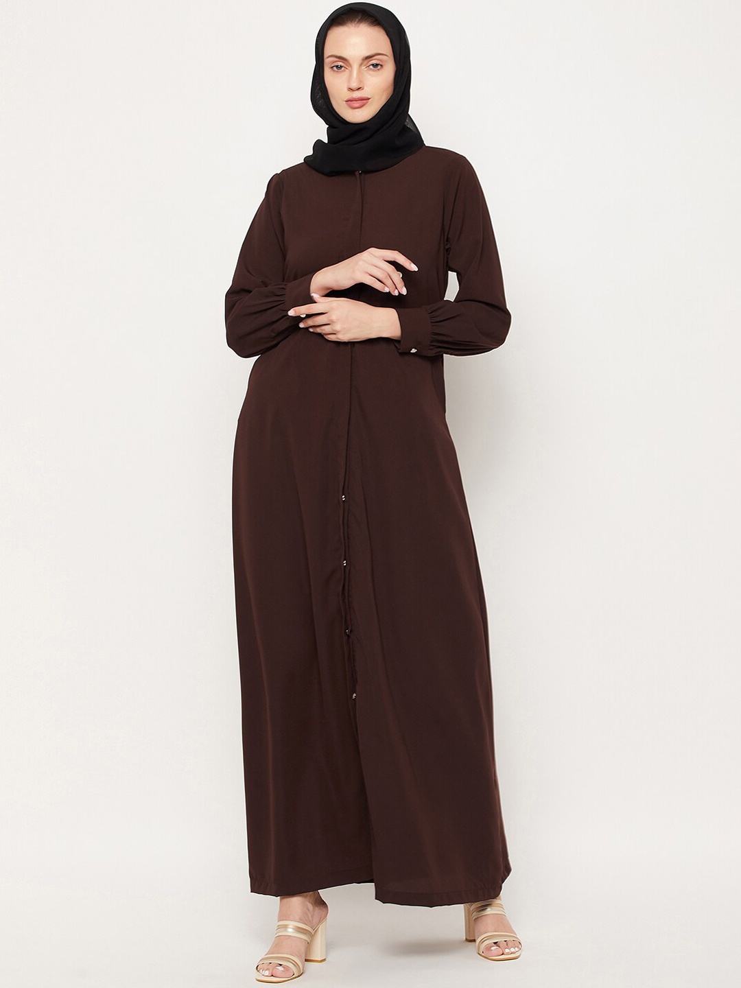 

NABIA Front Open Abaya Burqa, Brown