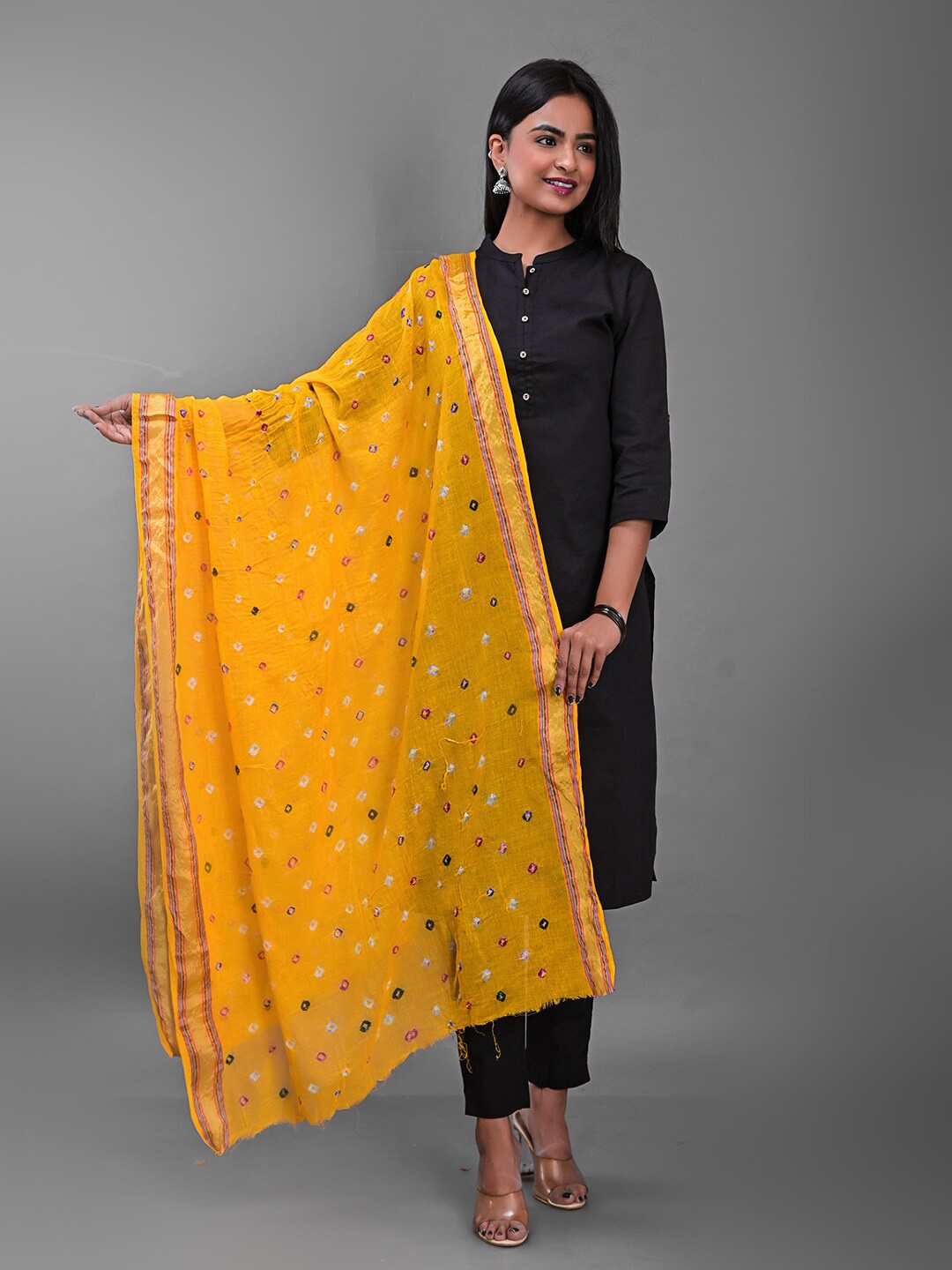 

Apratim Cotton Printed Bandhani Dupatta, Yellow